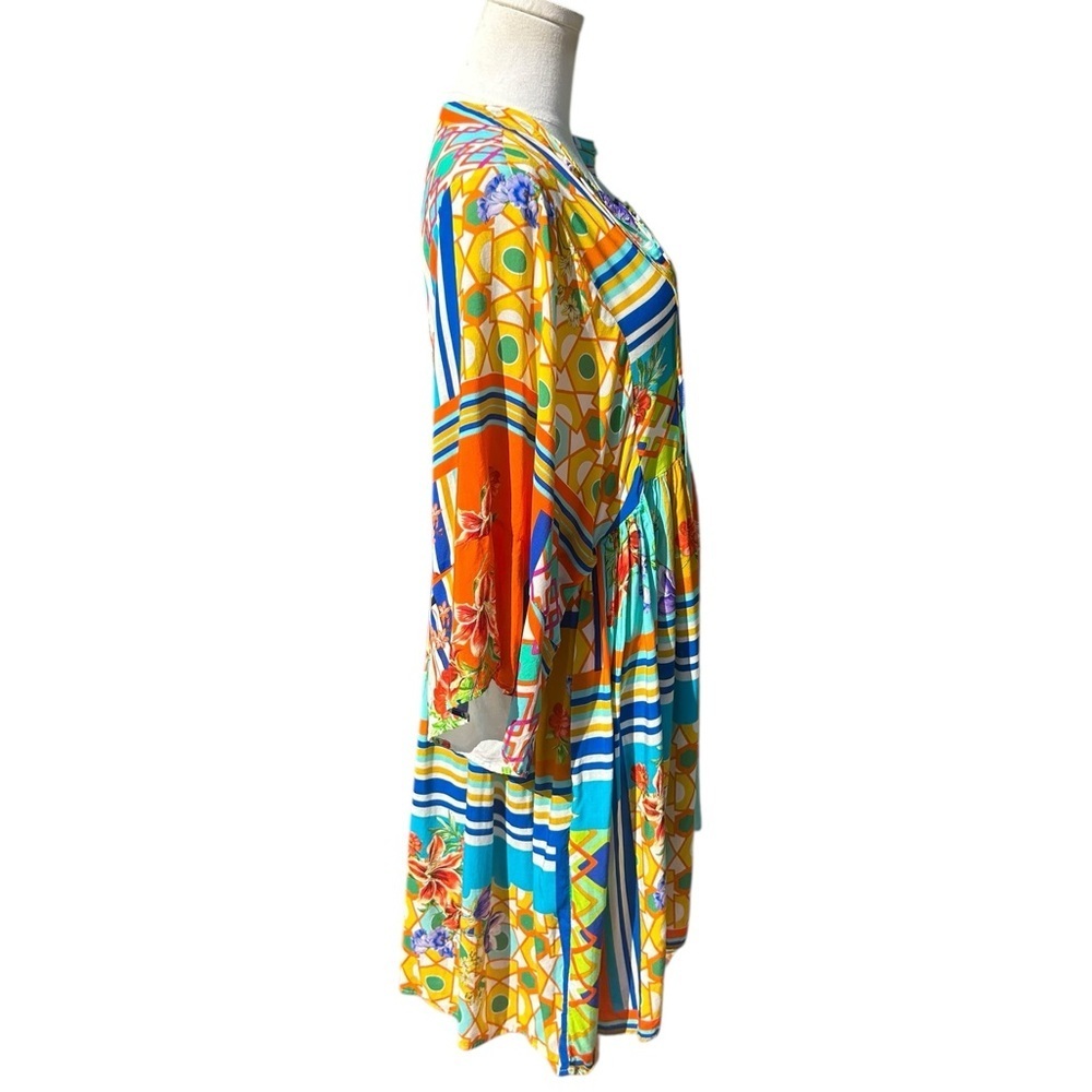 Johnny Was Mixi Short Kaftan Mini Dress Kimono Sleeves Beach Boho Tassels Small - Picture 5 of 14